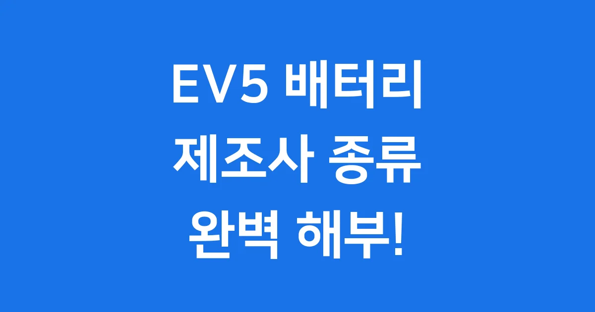 EV5 배터리 제조사 종류 특징 2025년