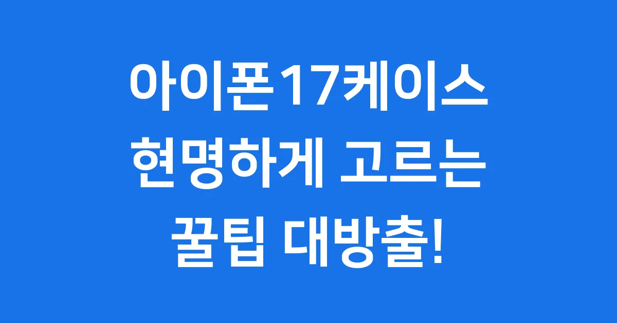 아이폰17케이스 현명하게 고르는 꿀팁 대방출!