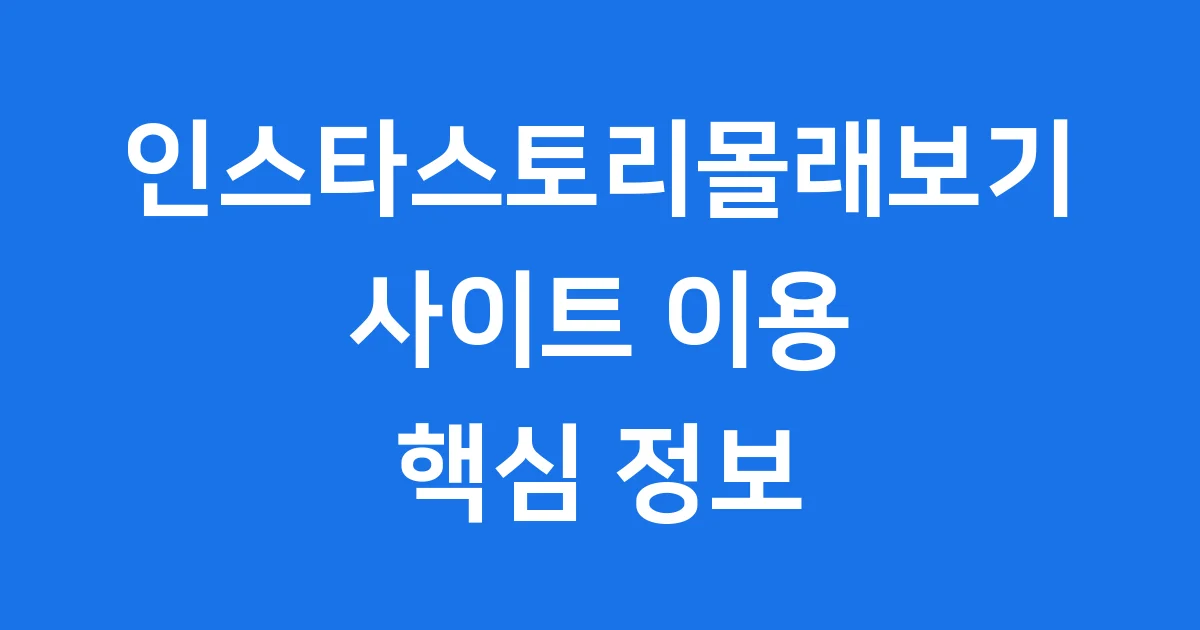 인스타스토리몰래보기 사이트 2025년 이용방법